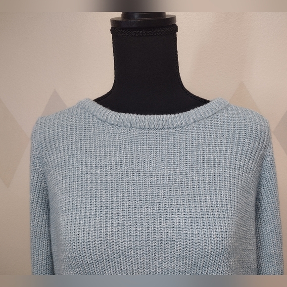 Vero Moda tida wrap back blue tone long sleeve sweater size L - Picture 2 of 10